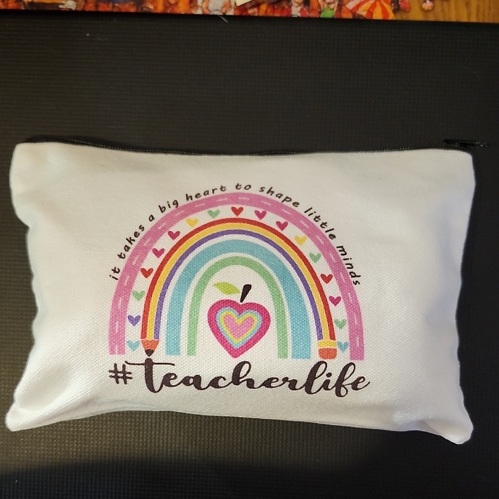 Mystery Bag - White Teacher Life Pouch with Rainbow Design